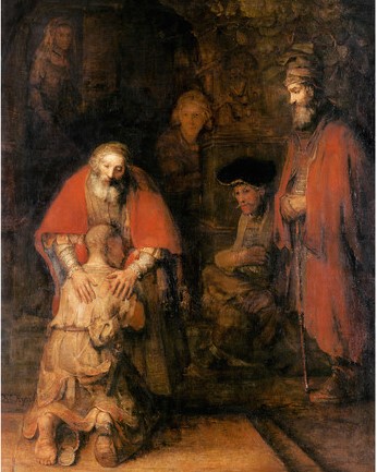 Afbeelding van het schilderij van de Terugkeer van de Verloren Zoon van Rembrandt